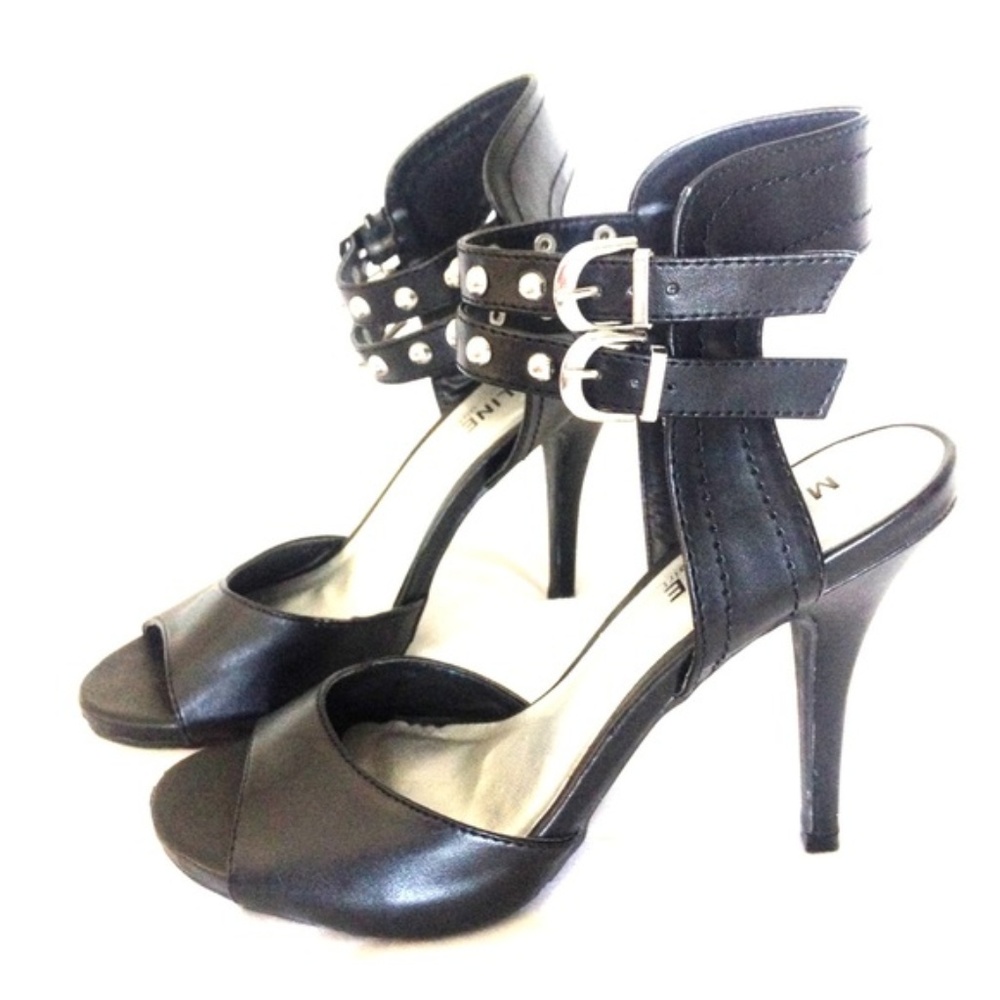 Black Madeline Girl ankle strap heels
